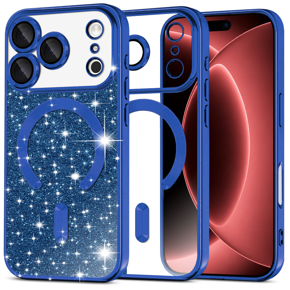 MagSafe futrola za Apple iPhone 18 Pro Max / 17 Pro Max, Techsuit, Luxury Glitter, Tamno Plava