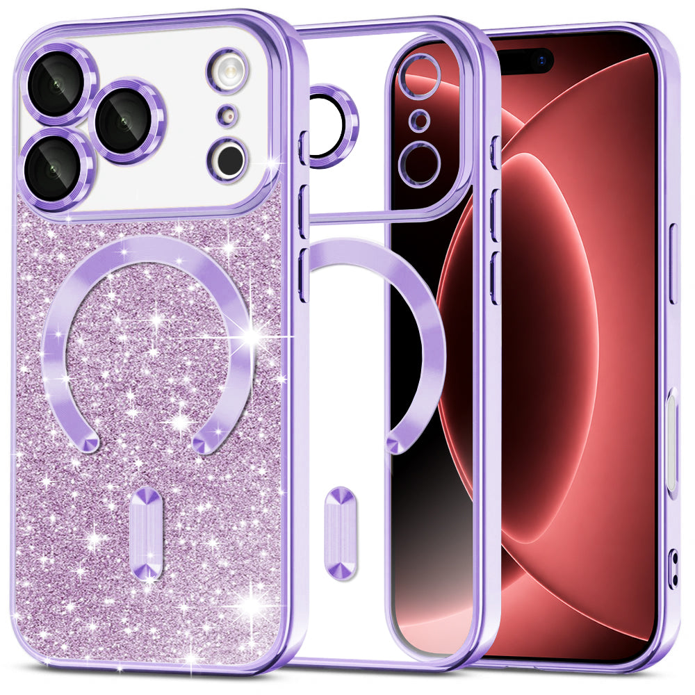 MagSafe futrola za Apple iPhone 18 Pro Max / 17 Pro Max, Techsuit, Luxury Glitter, Svetlo Ljubičasta