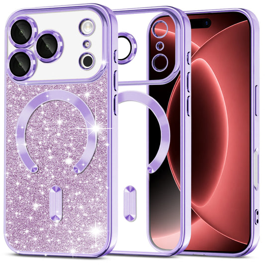 MagSafe futrola za Apple iPhone 18 Pro Max / 17 Pro Max, Techsuit, Luxury Glitter, Svetlo Ljubičasta