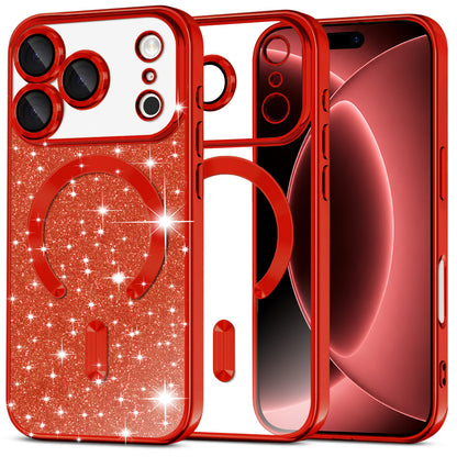 MagSafe futrola za Apple iPhone 18 Pro Max / 17 Pro Max, Techsuit, Luxury Glitter, Crvena