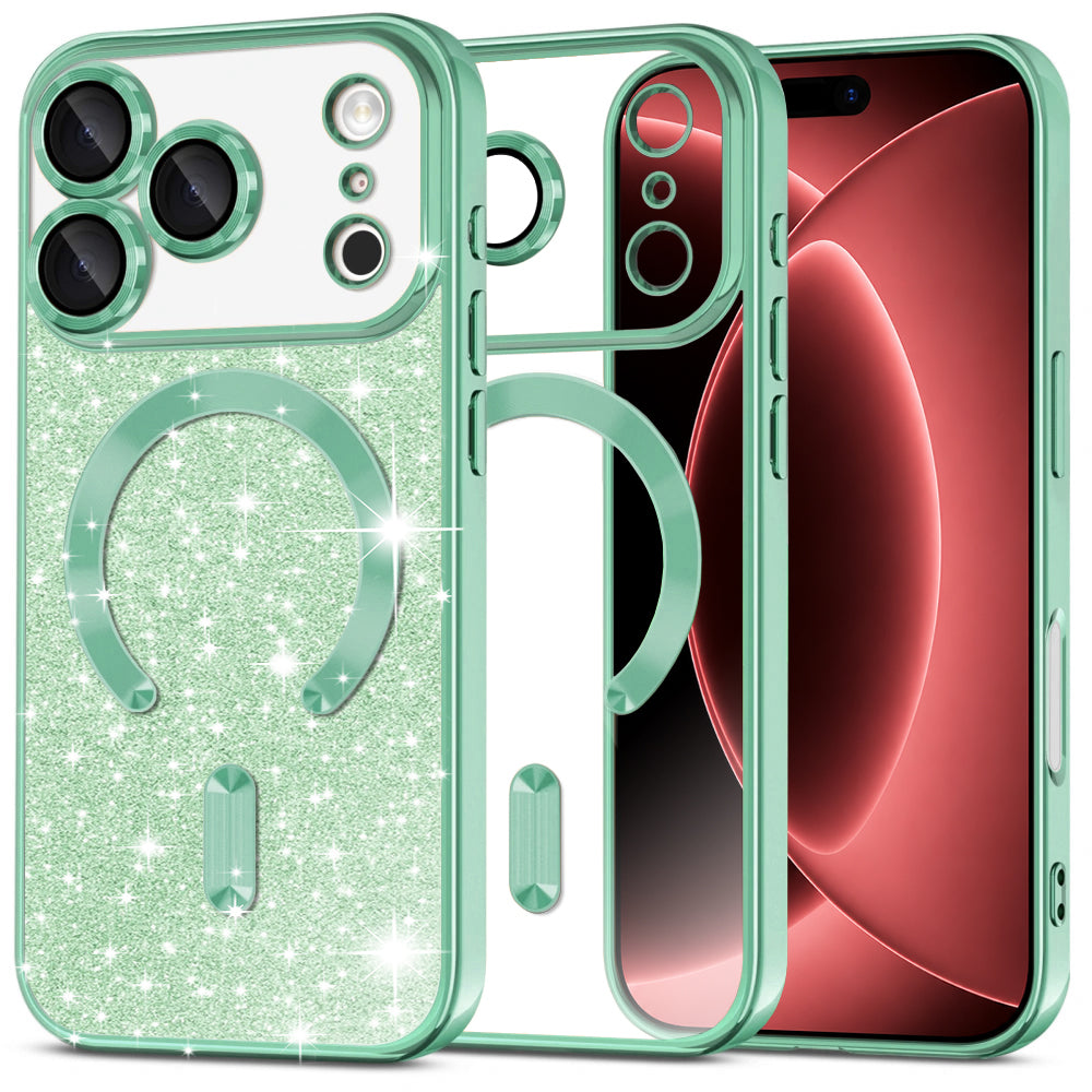 MagSafe futrola za Apple iPhone 18 Pro Max / 17 Pro Max, Techsuit, Luxury Glitter, Svetlo Zelena