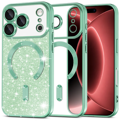 MagSafe futrola za Apple iPhone 18 Pro Max / 17 Pro Max, Techsuit, Luxury Glitter, Svetlo Zelena
