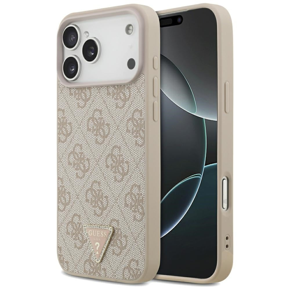 MagSafe futrola za Apple iPhone 18 Pro Max, Guess, 4G Triangle Strass, Roze