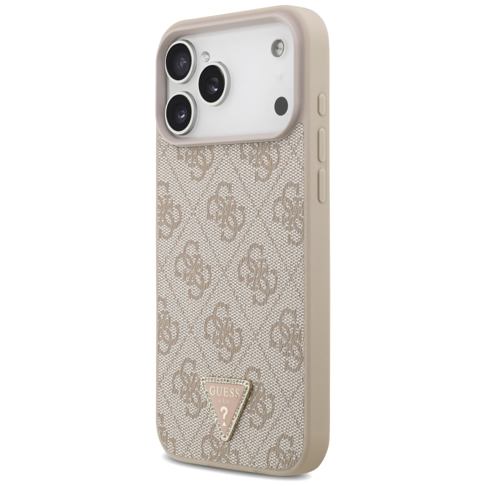 MagSafe futrola za Apple iPhone 18 Pro Max, Guess, 4G Triangle Strass, Roze