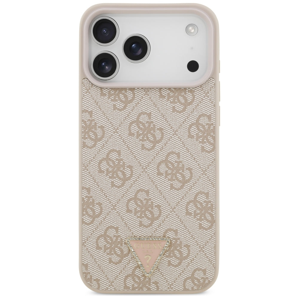 MagSafe futrola za Apple iPhone 18 Pro Max, Guess, 4G Triangle Strass, Roze