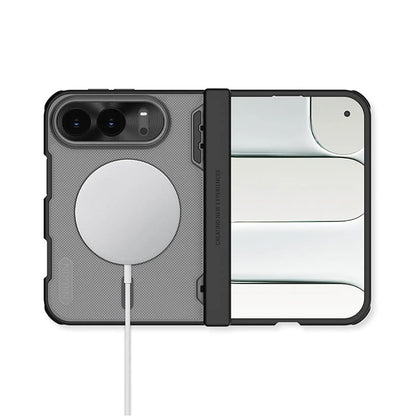 MagSafe maska za Apple iPhone Duo, Nillkin, Super Frosted Shield, crna providna sa satenskom završnicom