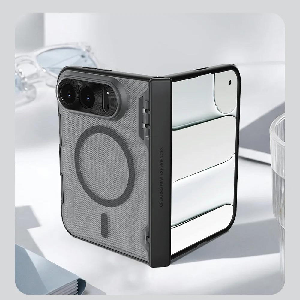MagSafe maska za Apple iPhone Duo, Nillkin, Super Frosted Shield, crna providna sa satenskom završnicom