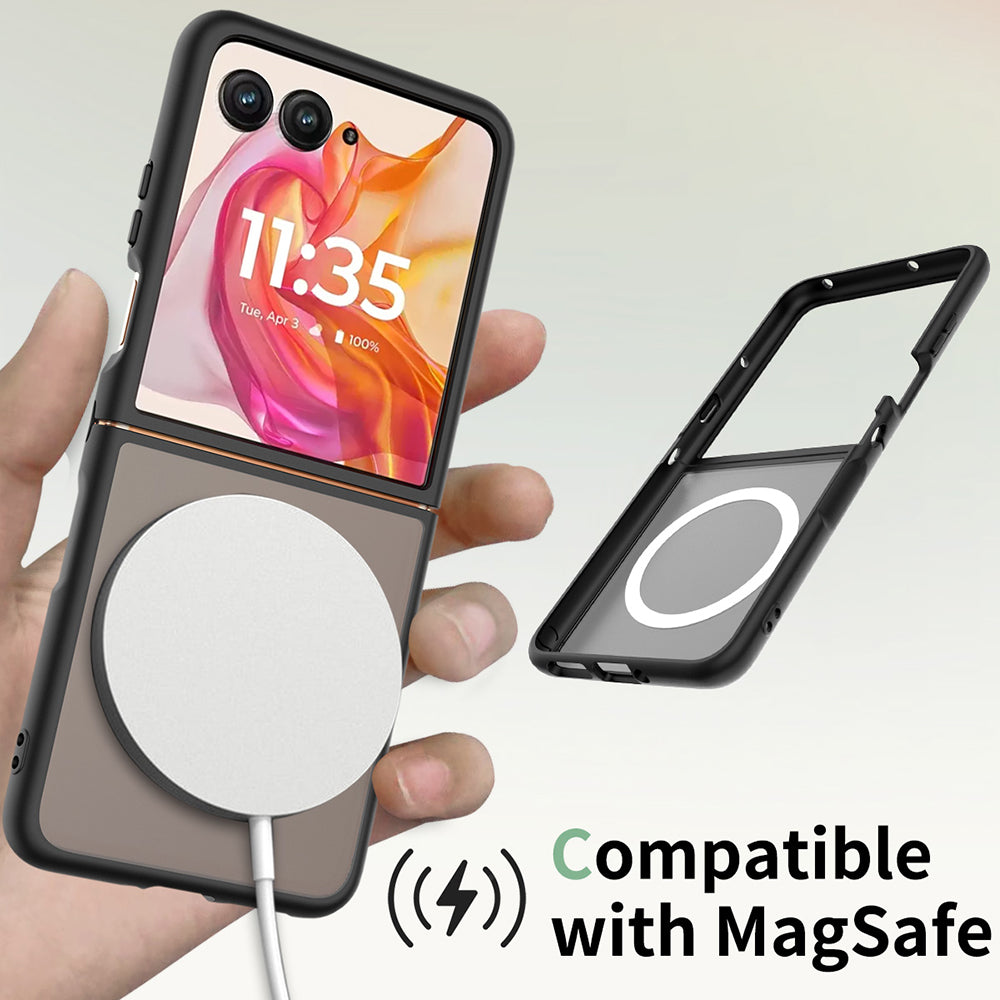 MagSafe futrola za Motorola Razr 70 Ultra / Razr 60 Ultra, Techsuit, PureFrost, Crna Satenska