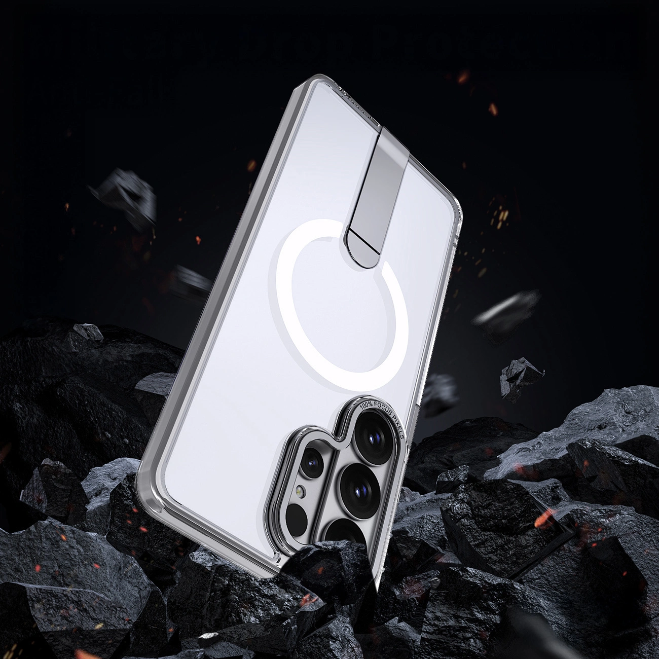 MagSafe futrola za Samsung Galaxy S26 S942, Hybrid Armor, X sa postoljem, Providna