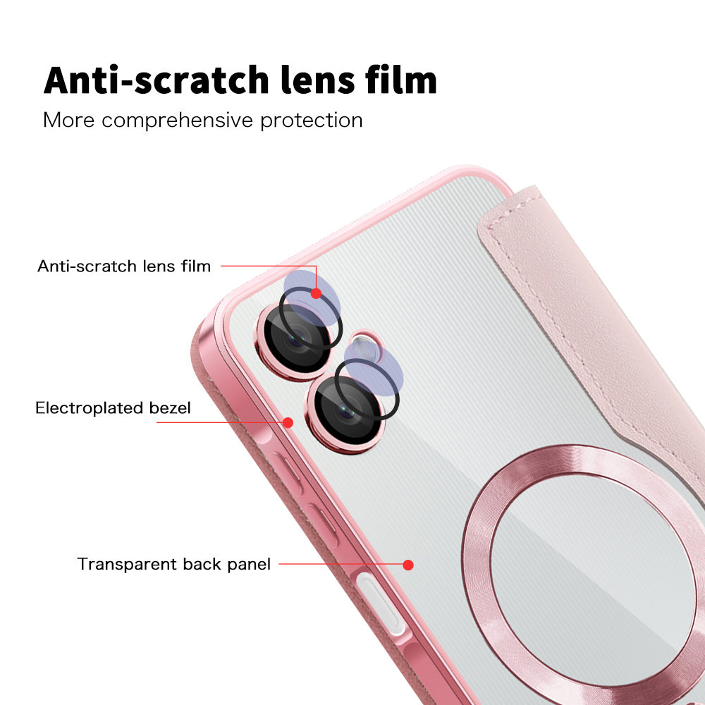 MagSafe futrola za Samsung Galaxy A06 A065, Techsuit, SmartMag Book, Roze