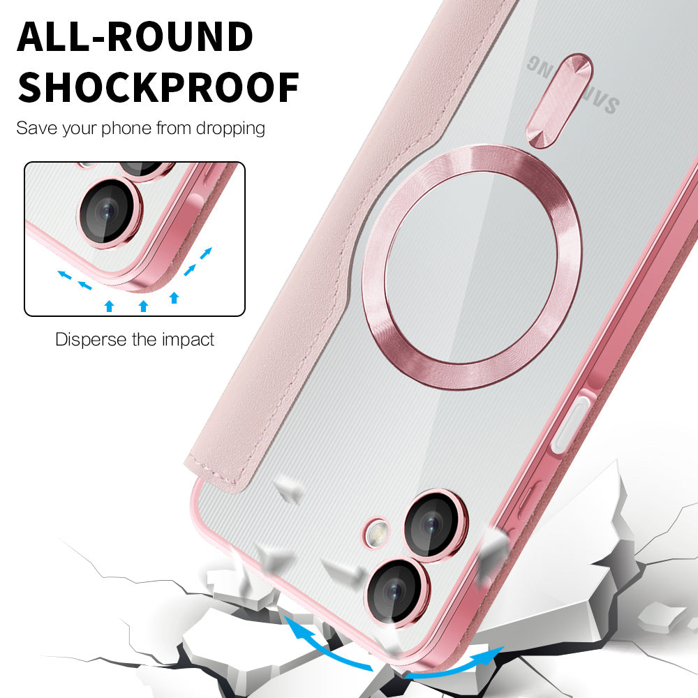 MagSafe futrola za Samsung Galaxy A06 A065, Techsuit, SmartMag Book, Roze
