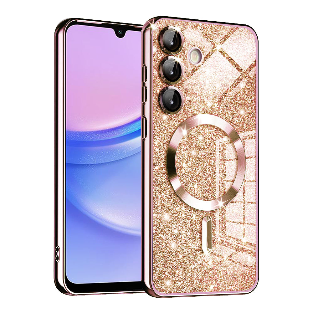 MagSafe futrola za Samsung Galaxy A15 5G A156 / A15 A155, Techsuit, Luxury Glitter, Roze Zlatna