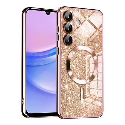MagSafe futrola za Samsung Galaxy A15 5G A156 / A15 A155, Techsuit, Luxury Glitter, Roze Zlatna