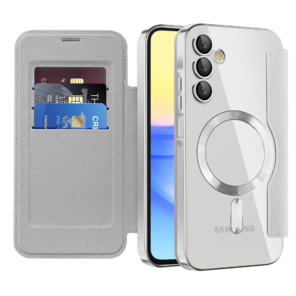 MagSafe futrola za Samsung Galaxy A15 5G A156 / A15 A155, Techsuit, SmartMag Book, Siva