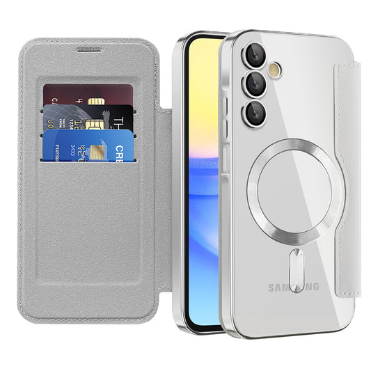 MagSafe futrola za Samsung Galaxy A15 5G A156 / A15 A155, Techsuit, SmartMag Book, Siva