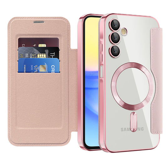 MagSafe futrola za Samsung Galaxy A15 5G A156 / A15 A155, Techsuit, SmartMag Book, Roze
