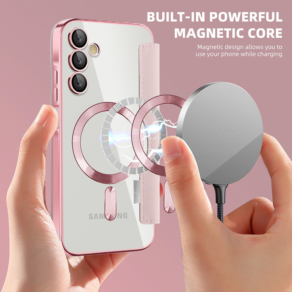 MagSafe futrola za Samsung Galaxy A15 5G A156 / A15 A155, Techsuit, SmartMag Book, Roze