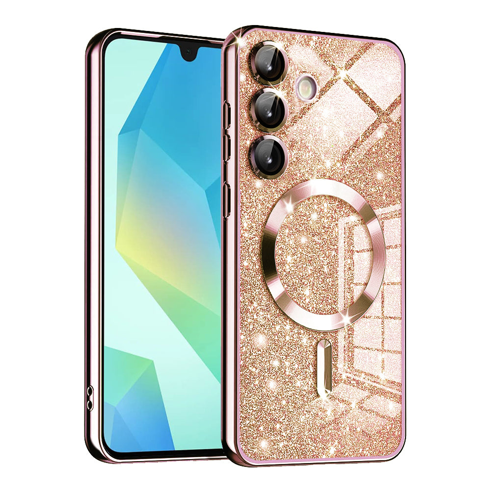 MagSafe futrola za Samsung Galaxy A16 5G A166 / A16 4G A165, Techsuit, Luxury Glitter, Roze Zlatna