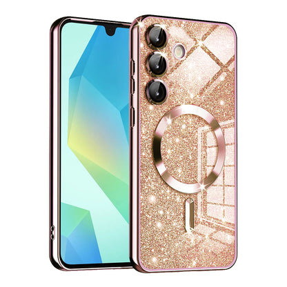 MagSafe futrola za Samsung Galaxy A16 5G A166 / A16 4G A165, Techsuit, Luxury Glitter, Roze Zlatna