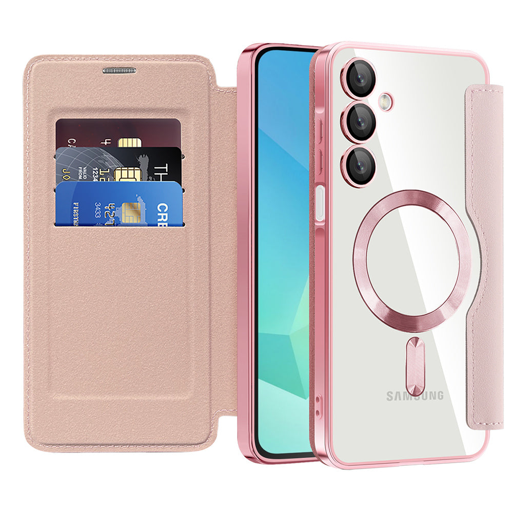 MagSafe futrola za Samsung Galaxy A16 5G A166 / A16 4G A165, Techsuit, SmartMag Book, Roze