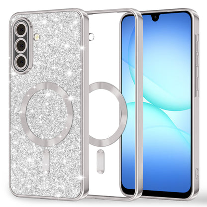 MagSafe futrola za Samsung Galaxy A17 4G / A17 5G, Techsuit, Luxury Glitter, Srebrna
