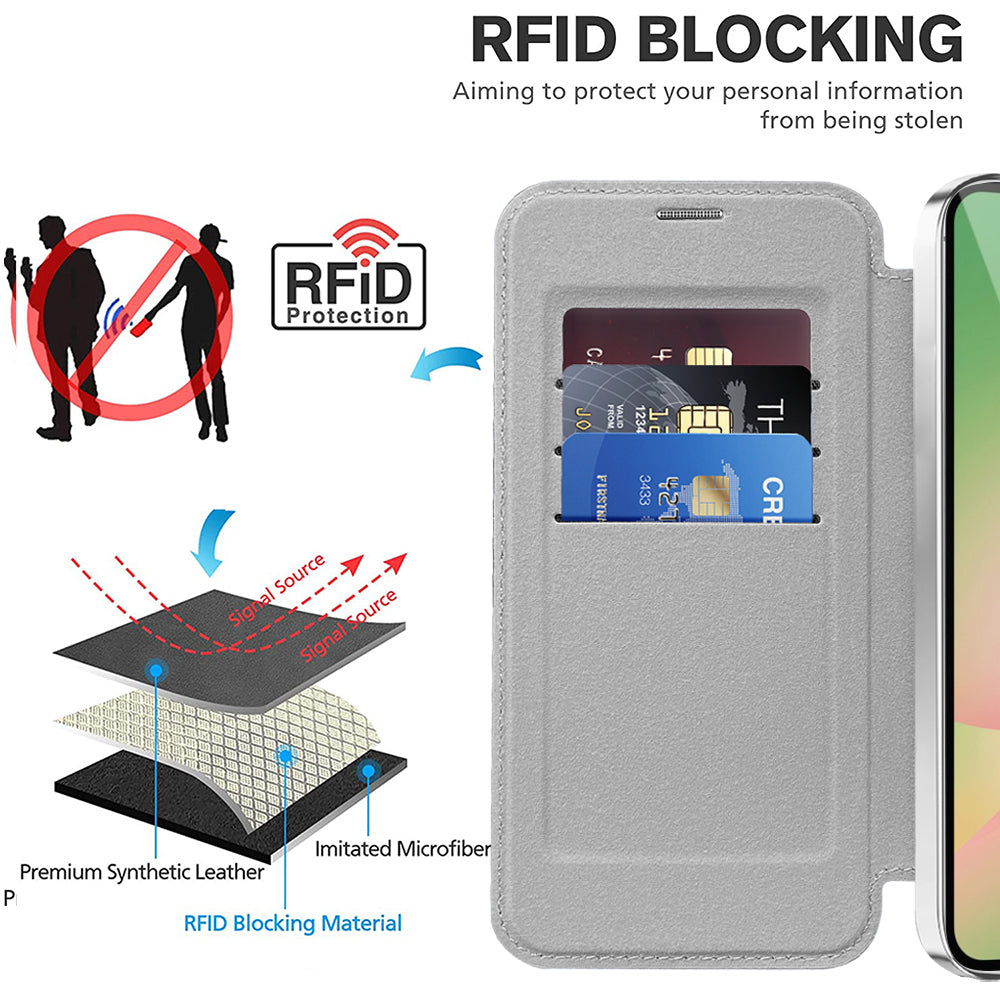 MagSafe futrola za Samsung Galaxy A26 A266, Techsuit, SmartMag Book, Siva