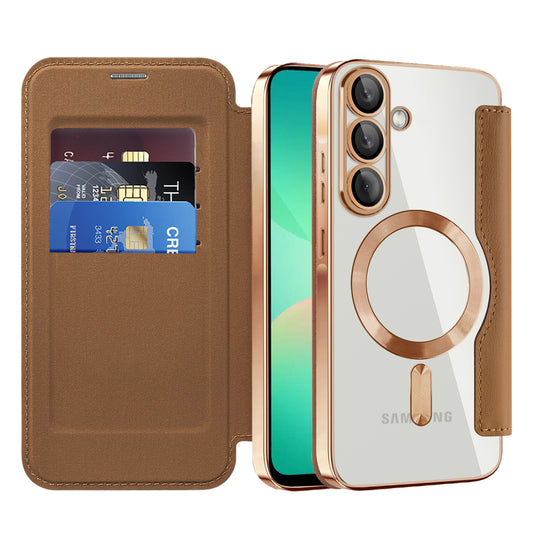 MagSafe futrola za Samsung Galaxy A26 A266, Techsuit, SmartMag Book, Braon