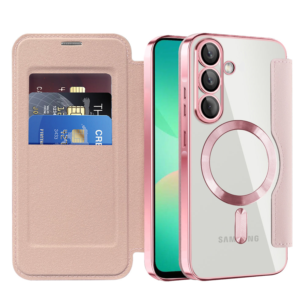 MagSafe futrola za Samsung Galaxy A26 A266, Techsuit, SmartMag Book, Roze
