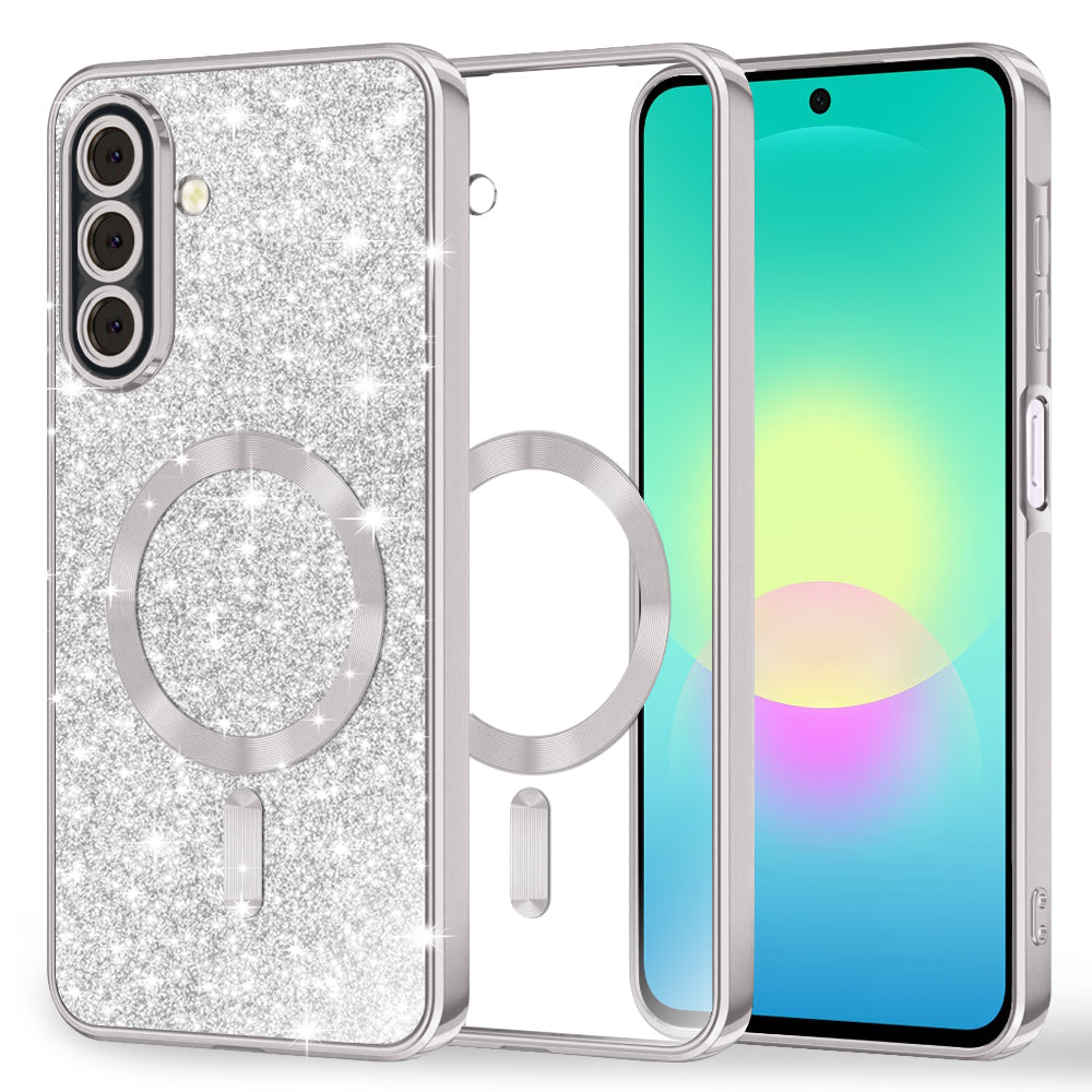 MagSafe futrola za Samsung Galaxy A27 5G, Techsuit, Luxury Glitter, Srebrna