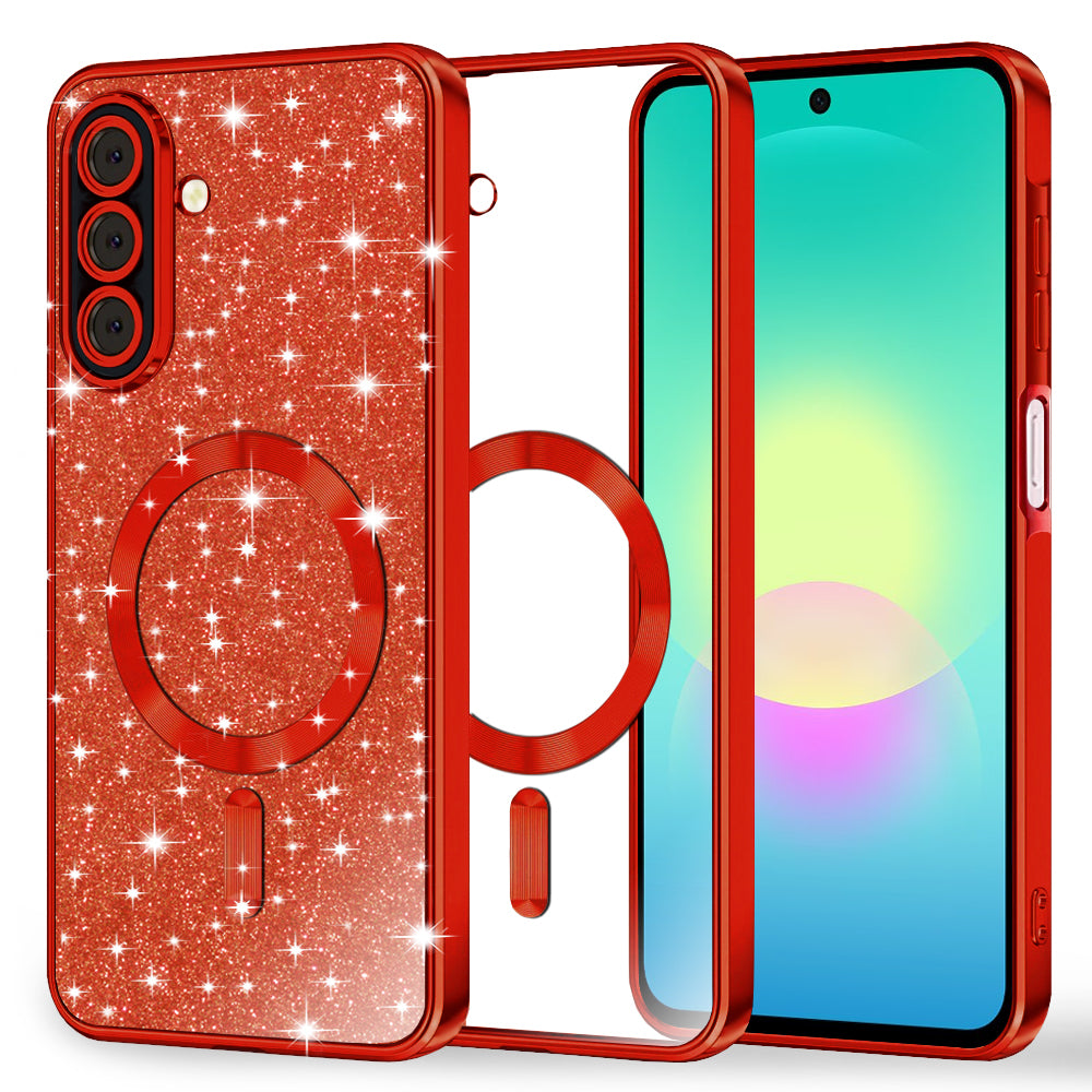 MagSafe futrola za Samsung Galaxy A27 5G, Techsuit, Luxury Glitter, Crvena
