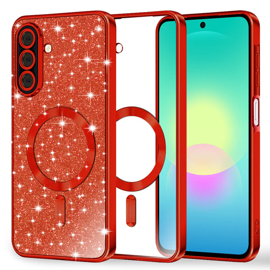 MagSafe futrola za Samsung Galaxy A27 5G, Techsuit, Luxury Glitter, Crvena