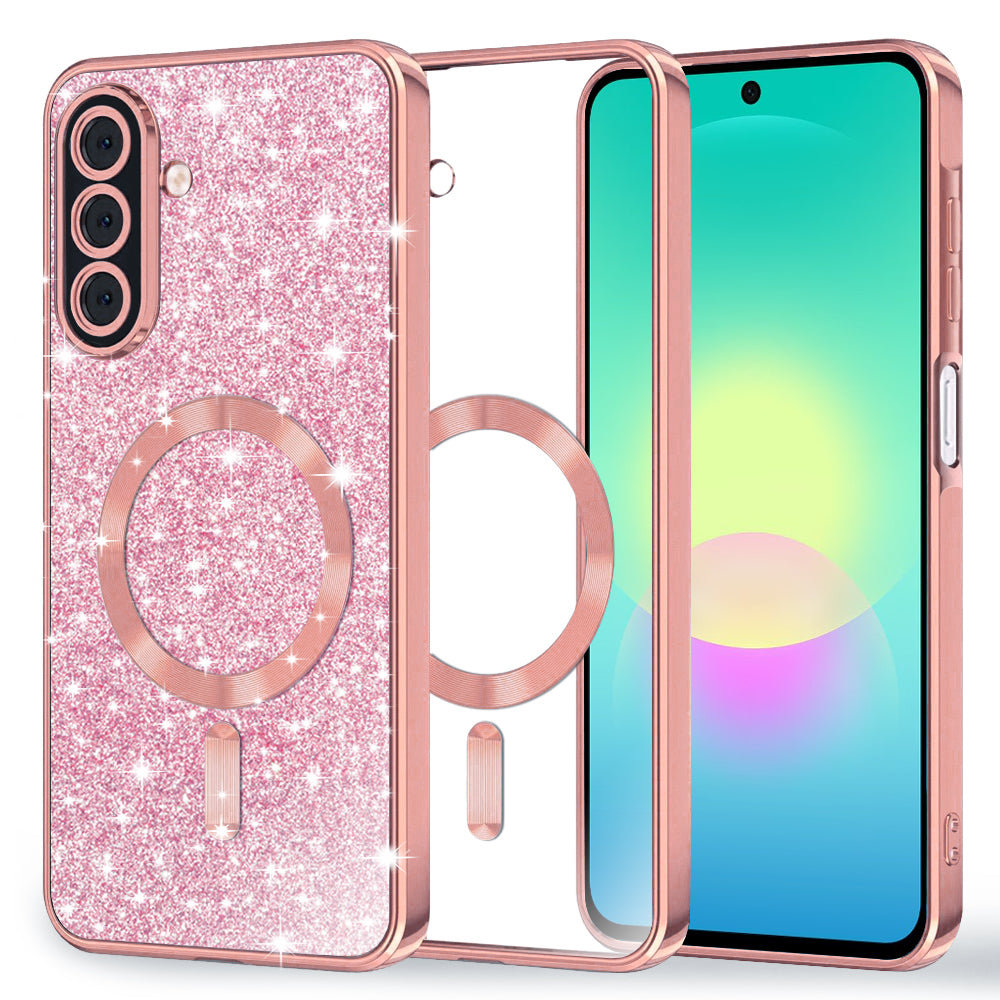 MagSafe futrola za Samsung Galaxy A27 5G, Techsuit, Luxury Glitter, Roze Zlatna
