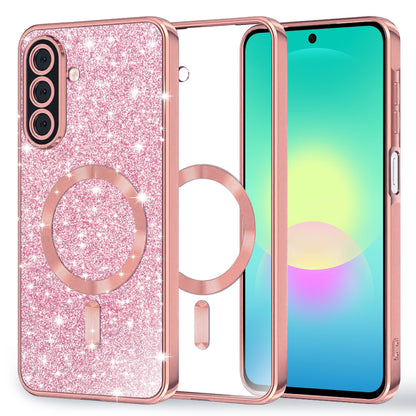 MagSafe futrola za Samsung Galaxy A27 5G, Techsuit, Luxury Glitter, Roze Zlatna