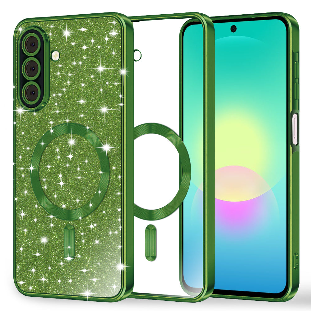 MagSafe futrola za Samsung Galaxy A27 5G, Techsuit, Luxury Glitter, Tamno Zelena