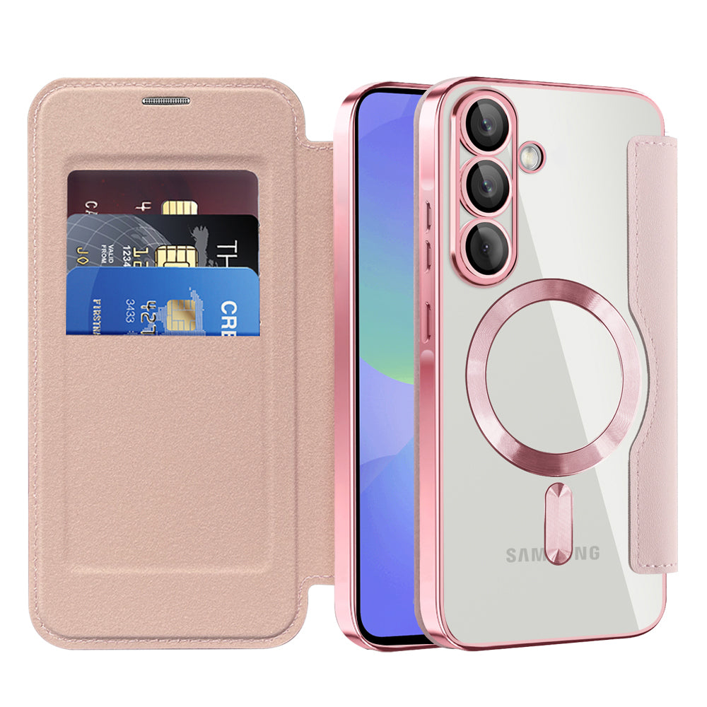 MagSafe futrola za Samsung Galaxy A36 A366, Techsuit, SmartMag Book, Roze