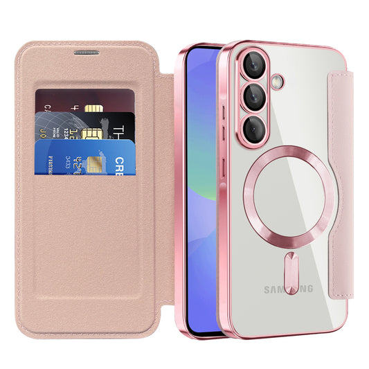MagSafe futrola za Samsung Galaxy A36 A366, Techsuit, SmartMag Book, Roze