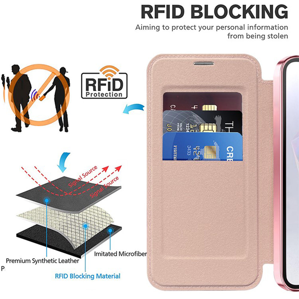 MagSafe futrola za Samsung Galaxy A36 A366, Techsuit, SmartMag Book, Roze
