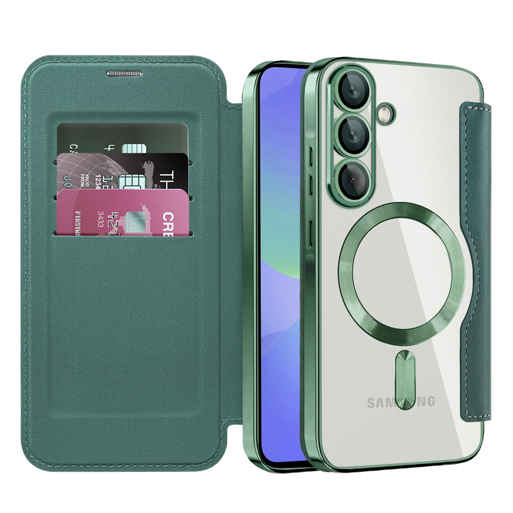 MagSafe futrola za Samsung Galaxy A36 A366, Techsuit, SmartMag Book, Zelena