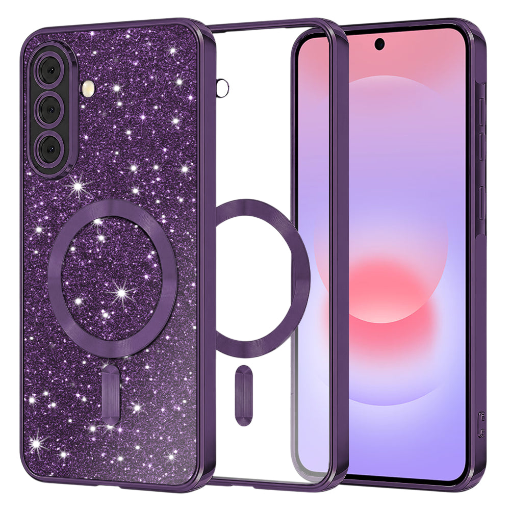 MagSafe futrola za Samsung Galaxy A37 5G, Techsuit, Luxury Glitter, Tamno Ljubičasta