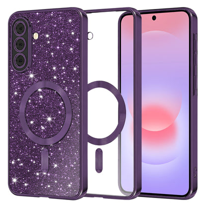 MagSafe futrola za Samsung Galaxy A37 5G, Techsuit, Luxury Glitter, Tamno Ljubičasta