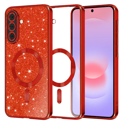MagSafe futrola za Samsung Galaxy A37 5G, Techsuit, Luxury Glitter, Crvena