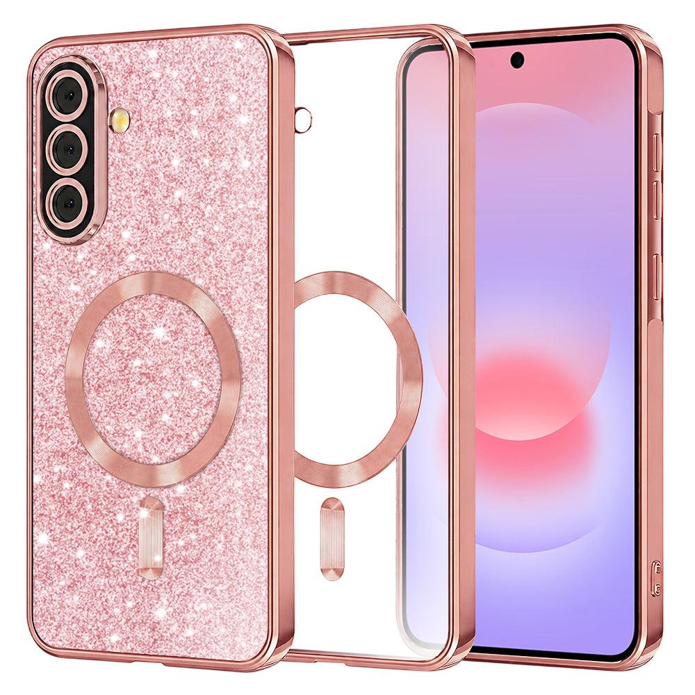 MagSafe futrola za Samsung Galaxy A37 5G, Techsuit, Luxury Glitter, Roze Zlatna