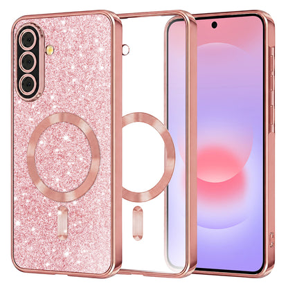 MagSafe futrola za Samsung Galaxy A37 5G, Techsuit, Luxury Glitter, Roze Zlatna