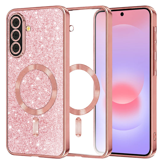MagSafe futrola za Samsung Galaxy A37 5G, Techsuit, Luxury Glitter, Roze Zlatna