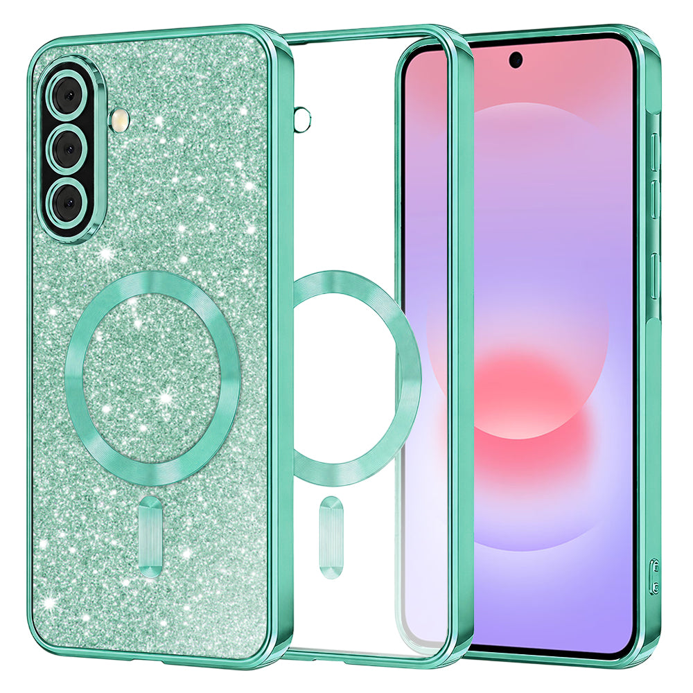 MagSafe futrola za Samsung Galaxy A37 5G, Techsuit, Luxury Glitter, Svetlo Zelena