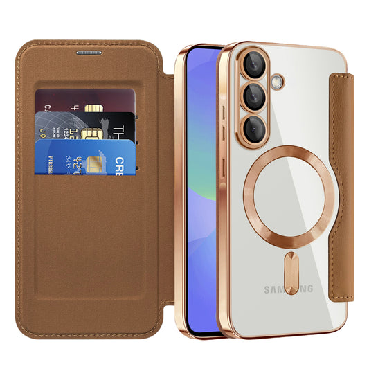 Futrola MagSafe za Samsung Galaxy A37 5G, Techsuit, SmartMag Book, Braon