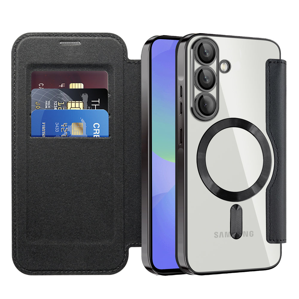 Futrola MagSafe za Samsung Galaxy A37 5G, Techsuit, SmartMag Book, Crna