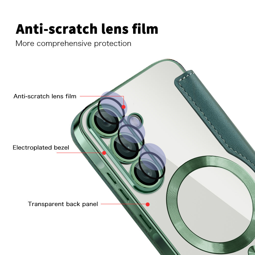 Husa MagSafe za Samsung Galaxy A37 5G, Techsuit, SmartMag Book, Zelena