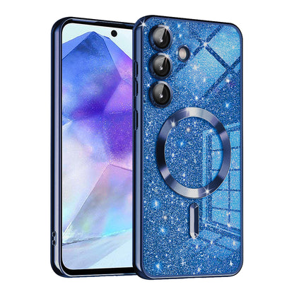 MagSafe futrola za Samsung Galaxy A55 5G A556, Techsuit, Luxury Glitter, Tamno Plava