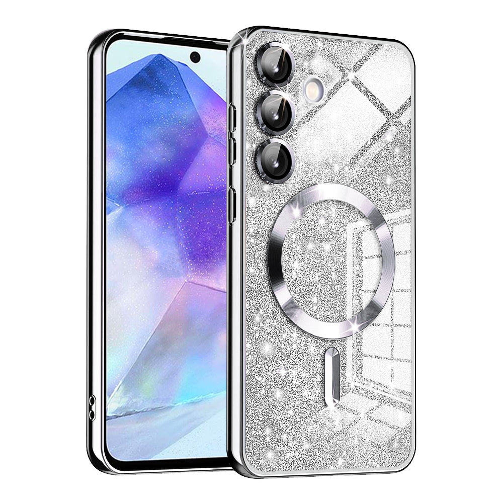 MagSafe futrola za Samsung Galaxy A55 5G A556, Techsuit, Luxury Glitter, Srebrna